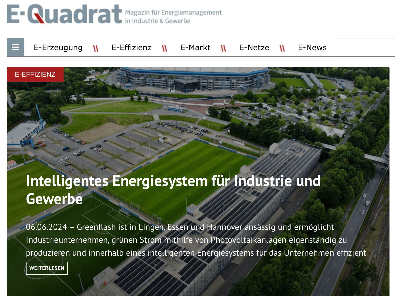 E-Quadrat Pressebericht über intelligente Energiesystem