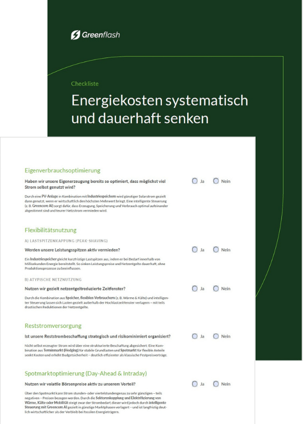 Checkliste zur Energiekostensenkung Intelligentes Energiesystem mit Greencore AI